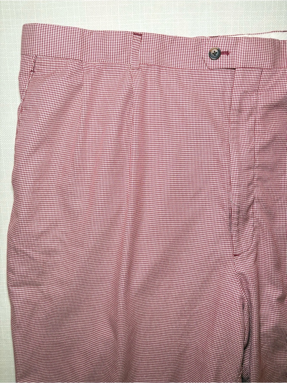 Paul Frederick 100% Cotton Pink Micro Check Pants Men’s Coastal Preppy Casual - Picture 6 of 8